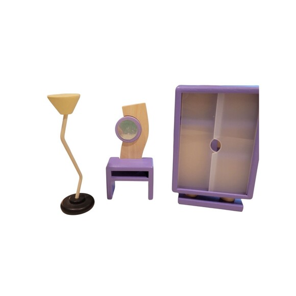 Plan Toys - Wooden Dollhouse Furniture Lot - Bedroom Wardrobe Vanity Lamp - Picture 1 of 6